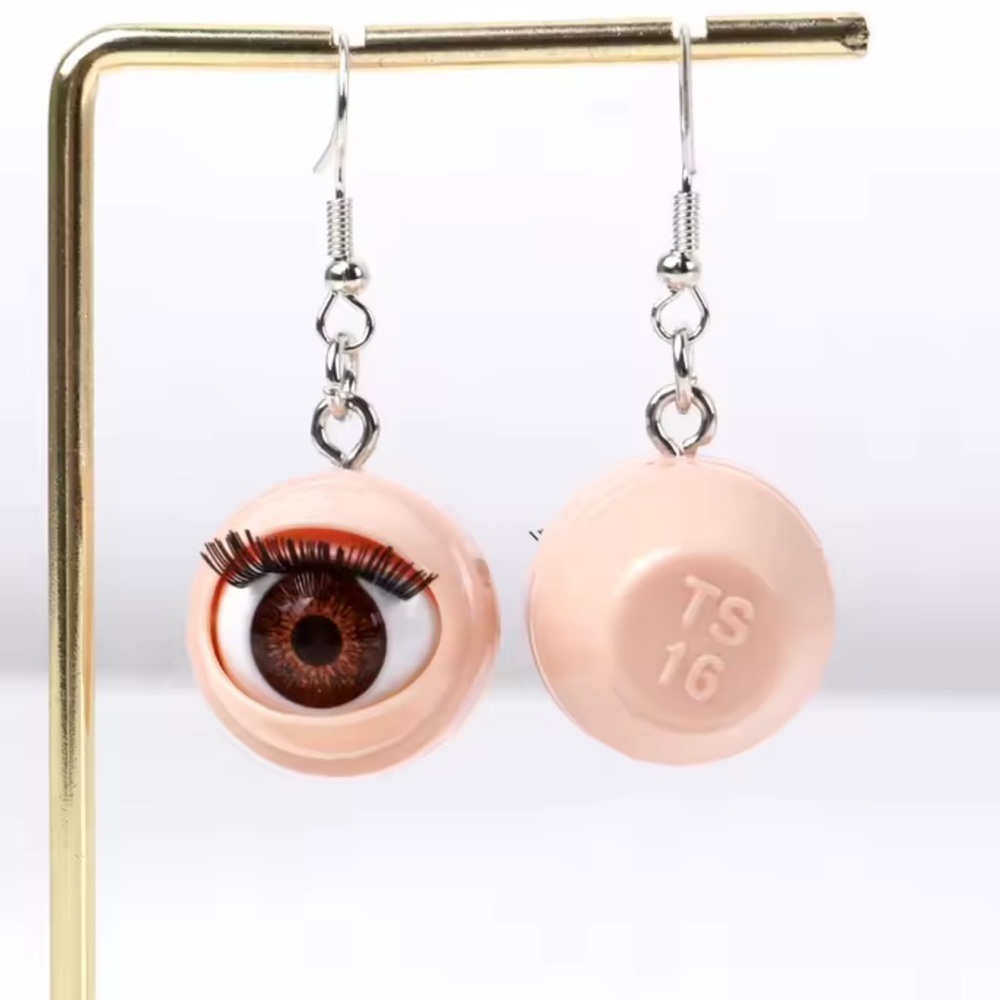 Creepy Cute Baby Doll Eyeball Eyes Eyelash Earrings - Picture 5 of 6